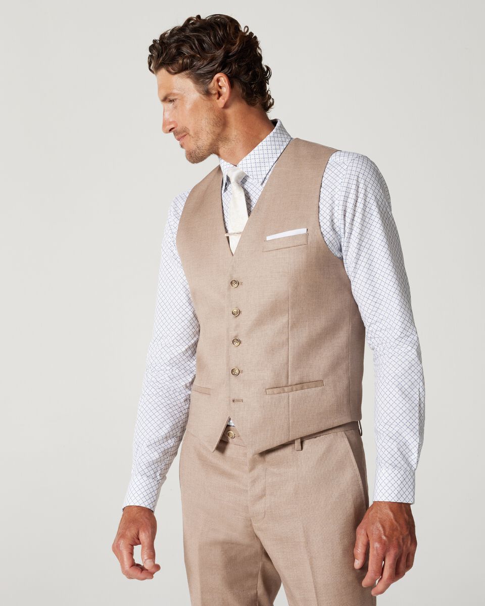 Biscuit 5 Button Textured Tailored Vest